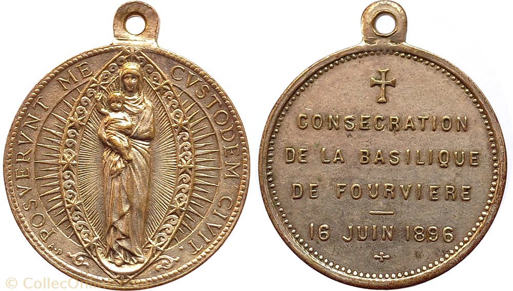 1896 Médaillette consécration basilique de Fourvière medailles france 1896 medaillette consecration basilique de fourviere
