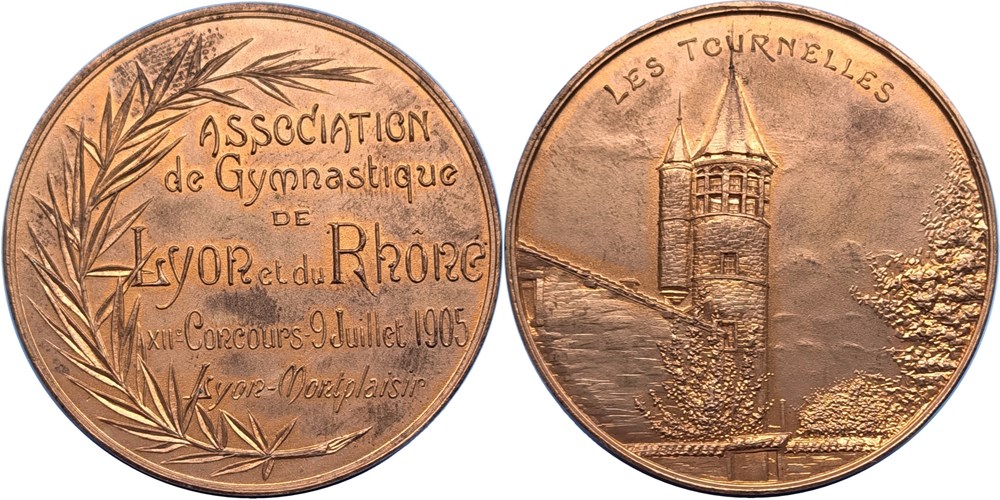 1905 Concours de gymnastique Lyon Montplaisir medailles france 1905 concours de gymnastique lyon montplaisir