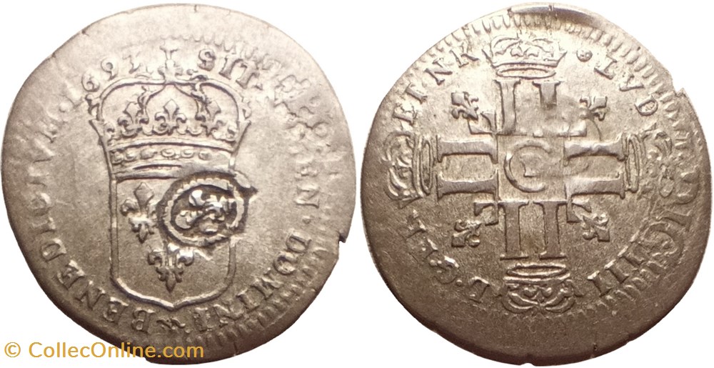 LOUIS XIV Quinzain aux 8 L 1693 D monnaies europe medievale france royales louis xiv quinzain aux 8 l 1693 d