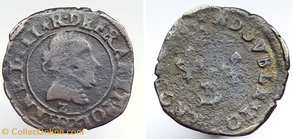 monnaies europe medievale france royales henri iii double tournois du dauphine 1589 grenoble