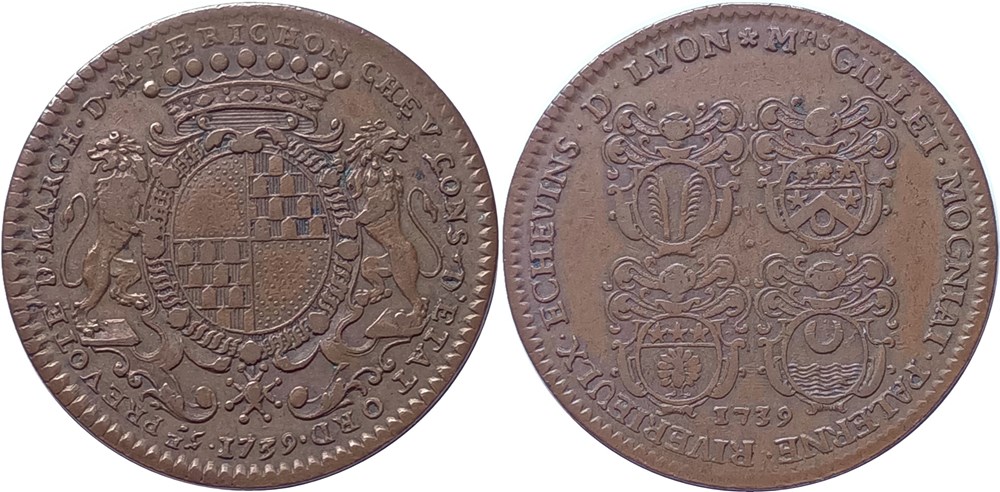 1739 5ème Prévôté des marchands de Mr PERRICHON monnaies paranumismatique jetons poids 1739 5eme prevote des marchands de mr perrichon