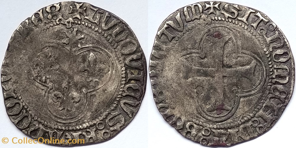 LOUIS XI Blanc au soleil (2 novembre 1475) Lyon monnaies europe medievale france royales louis xi blanc au soleil 2 novembre 1475 lyon