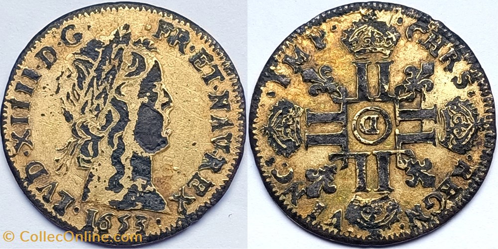 monnaies louis xiv louis or a la meche longue 1653 d faux epoque en metal dore