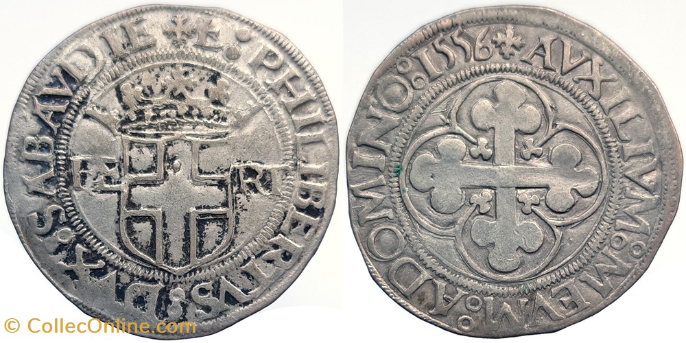 SAVOIE - EMMANUEL PHILIBERT - Blanc de 4 gros - 1556 Verceil monnaies europe medievale france feodales savoie emmanuel philibert blanc de 4 gros 1556 verceil
