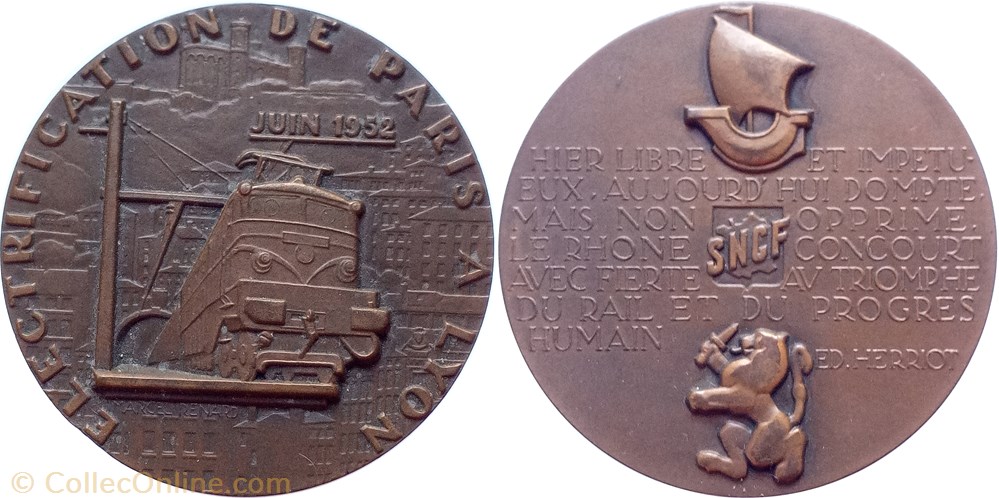 france 1952 medaille electrification ligne paris a lyon