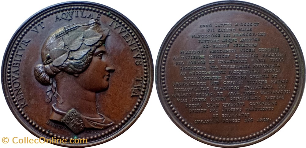 1855 Pose 1ère pierre de la rue Impériale à Lyon medailles france 1855 pose 1ere pierre de la rue imperiale a lyon