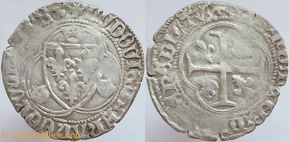 monnaies europe medievale france royales louis xi blanc a la couronnelle 2eme emission 4 janvier 1474 lyon