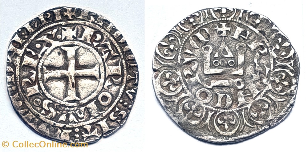 CHARLES IV maille blanche 3ème émission (24 juillet 1326) monnaies europe medievale france royales charles iv maille blanche 3eme emission 24 juillet 1326