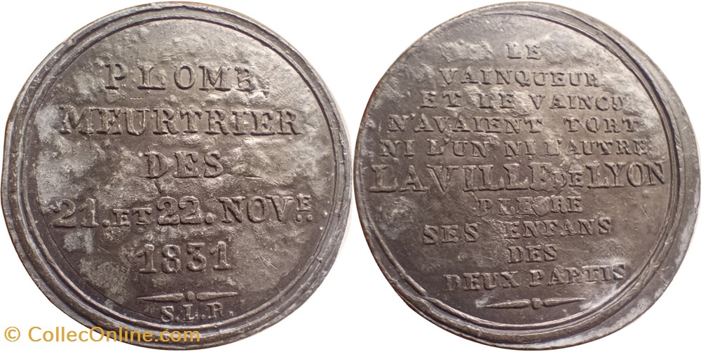 medailles france 1831 plomb meurtrier emeute croix rousse 21 et 22 novembre a lyon