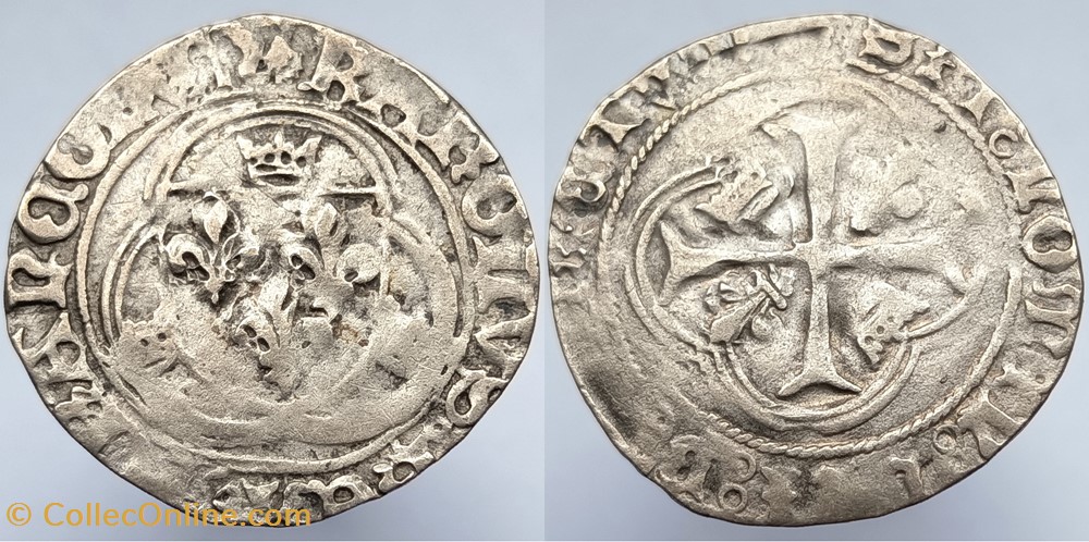 CHARLES VIII Blanc à la couronne (24 avril 1488) Dijon monnaies europe medievale france royales charles viii blanc a la couronne 24 avril 1488 dijon