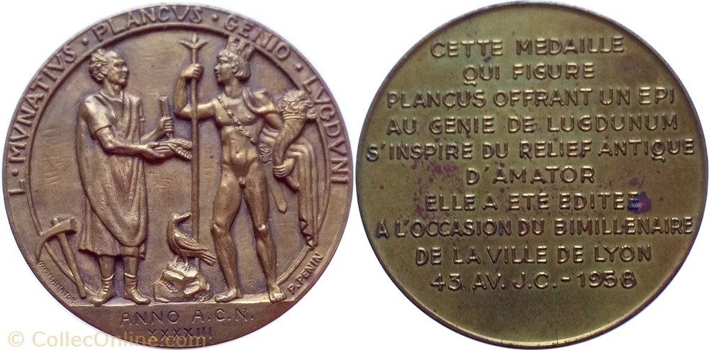 france 1958 medaille bimillenaire de lyon bronze