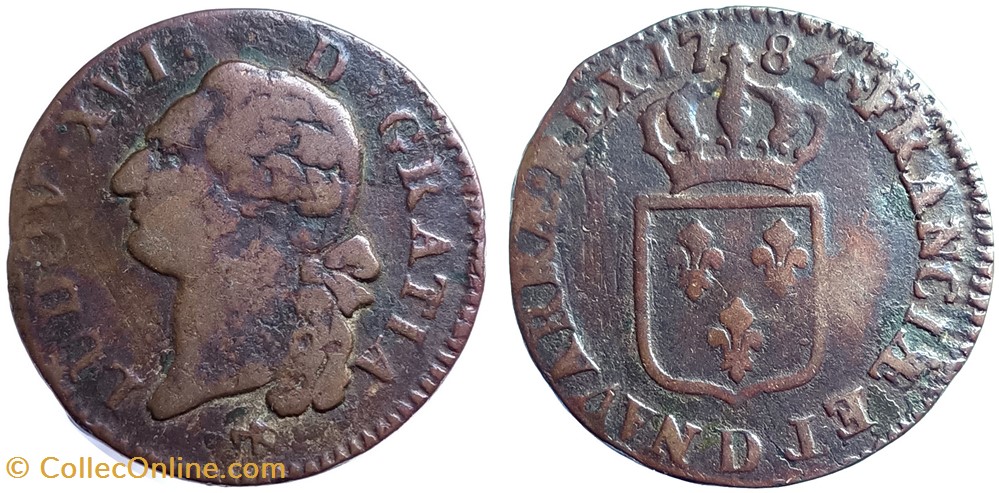 LOUIS XVI Sol 1784 Lyon monnaies europe medievale a france royales louis xvi sol 1784 lyon