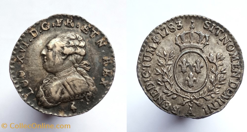 monnaies europe medievale france royales louis xvi vingtieme ecu aux branches olivier 1783 paris