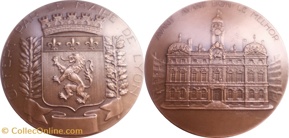 1978 (attrib) Médaille offerte par le Maire de Lyon, par Lafaye medailles france 1978 attrib medaille offerte par le maire de lyon par lafaye