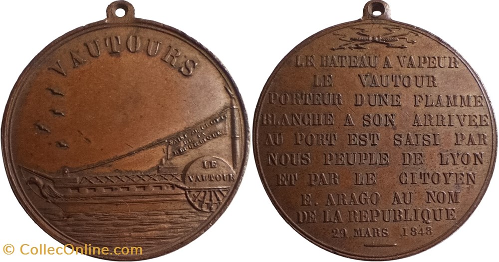 1848 Le Vautour saisi par le peuple de Lyon medailles france revolution 1848 le vautour saisi par le peuple de lyon