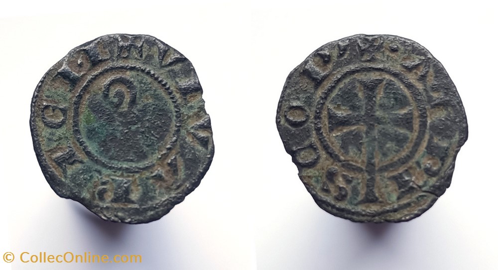 LANGUEDOC - VIVIERS (évêché) - Adalbert de Peyre (1297-1306) - Obole monnaies europe medievale france feodales languedoc viviers eveche adalbert de peyre 1297 1306 obole
