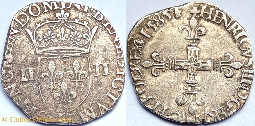 monnaies europe medievale france royales henri iii quart ecu croix de face 1585 la rochelle