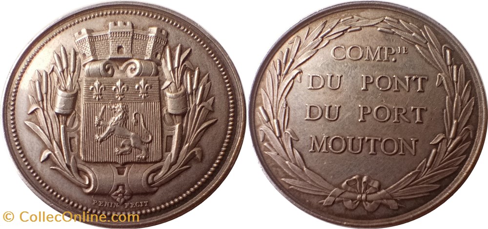 ND Compagnie du Pont du Port Mouton, Lyon, 1845-1860) monnaies jetons mereaux nd compagnie du pont du port mouton lyon 1845 1860