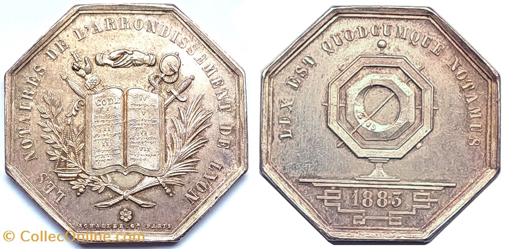 1883 Notaires de l'arrondissement de Lyon monnaies paranumismatique jetons poids 1883 notaires de arrondissement de lyon