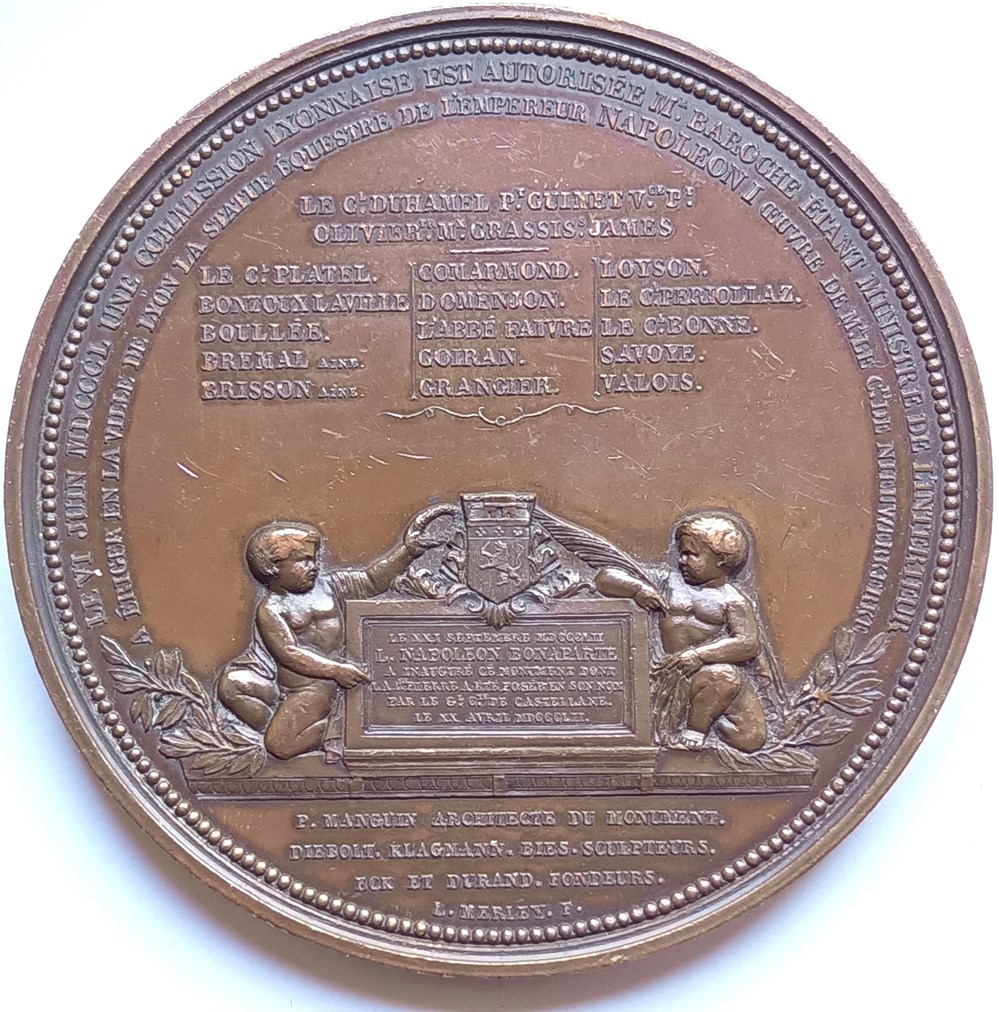 medailles france 1852 inauguration de la statue a la memoire de napoleon ier place carnot a lyon