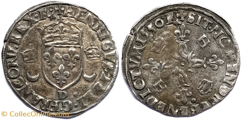 monnaies europe medievale france royales henri ii douzain aux croissants 1550 lyon