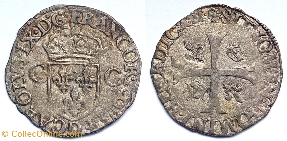 monnaies europe medievale france royales charles ix douzain 2eme type 1573 lyon