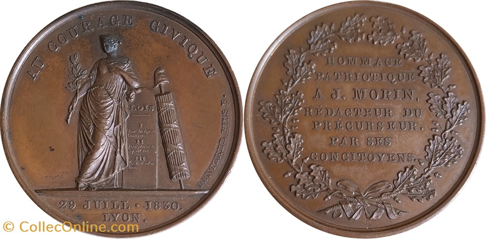 medailles france 1830 hommage patriotique a jerome morin redacteur du precurseur