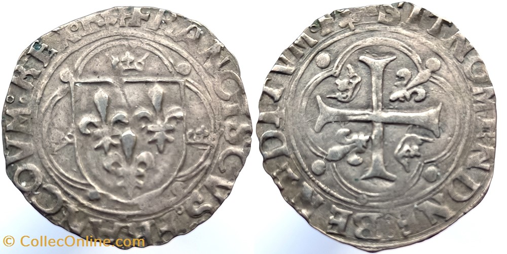 FRANCOIS Ier Grand blanc à la couronne 1er type (23 janvier 1515) Lyon (var) monnaies europe medievale france royales francois ier grand blanc a la couronne 1er type 23 janvier 1515 lyon var