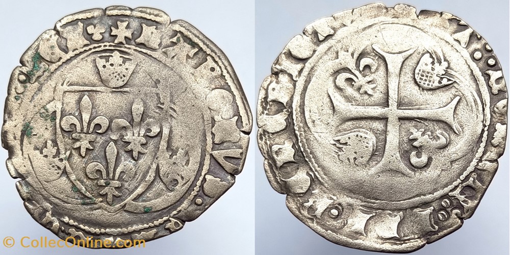 CHARLES VIII Blanc à la couronne (24 avril 1488) Lyon (?) monnaies europe medievale france royales charles viii blanc a la couronne 24 avril 1488 lyon