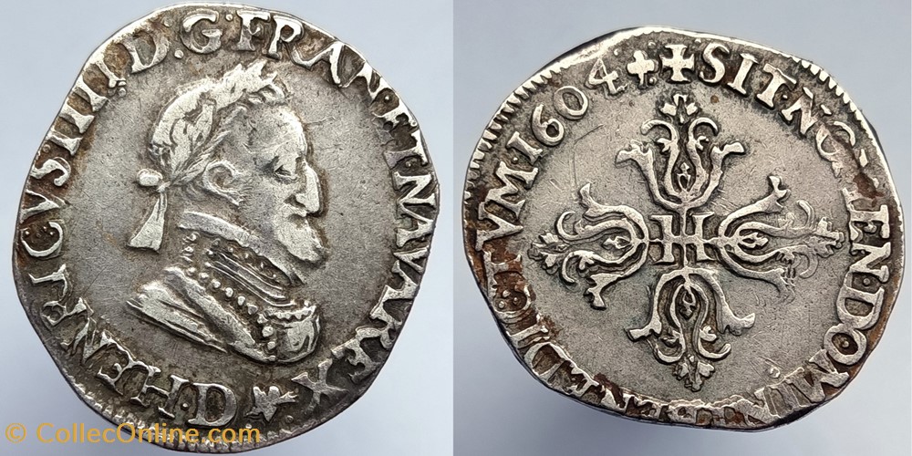 HENRI IV Demi Franc 1604 Lyon monnaies europe medievale france royales henri iv demi franc 1604 lyon