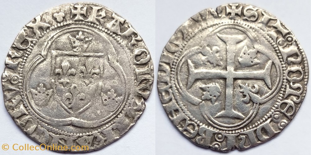 CHARLES VII Blanc à la couronne 1ère émission (28 janvier 1436), Lyon monnaies europe medievale france royales charles vii blanc a la couronne 1ere emission 28 janvier 1436 lyon