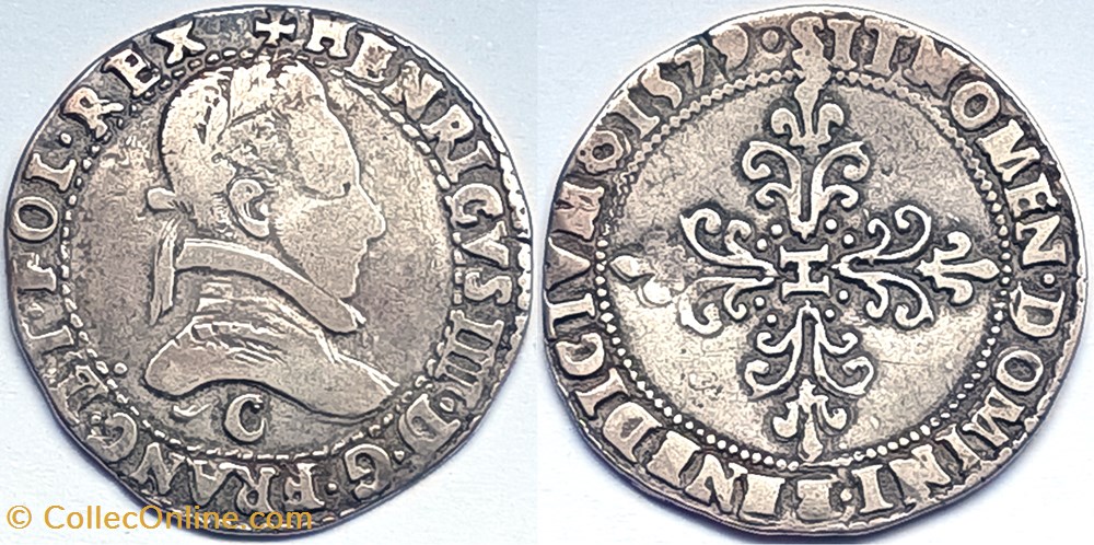 HENRI III Demi franc au col plat 1579 Saint-Lo monnaies europe medievale france royales henri iii demi franc au col plat 1579 saint lo