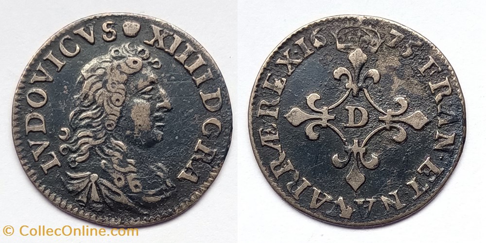 LOUIS XIV Quadruple sol dit "des Traitants" 1675 Lyon monnaies europe medievale france royales louis xiv quadruple sol dit des traitants 1675 lyon