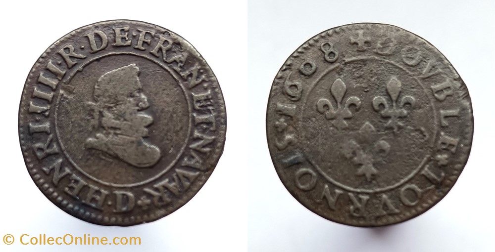 HENRI IV Double tournois 1er type 1608 Lyon monnaies europe medievale a france royales henri iv double tournois 1er type 1608 lyon