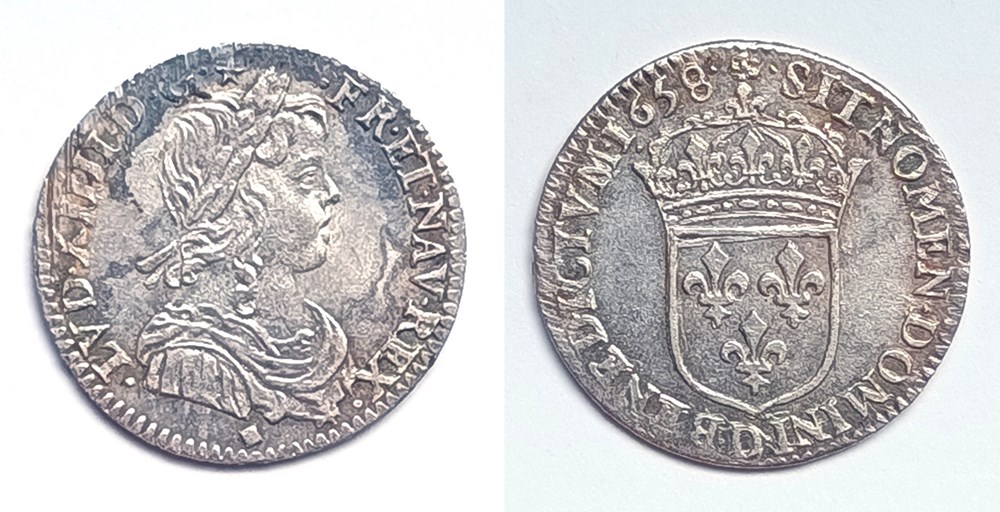 LOUIS XIV Douzième d'écu à la mèche longue 1658 Lyon monnaies europe medievale france royales louis xiv douzieme ecu a la meche longue 1658 lyon
