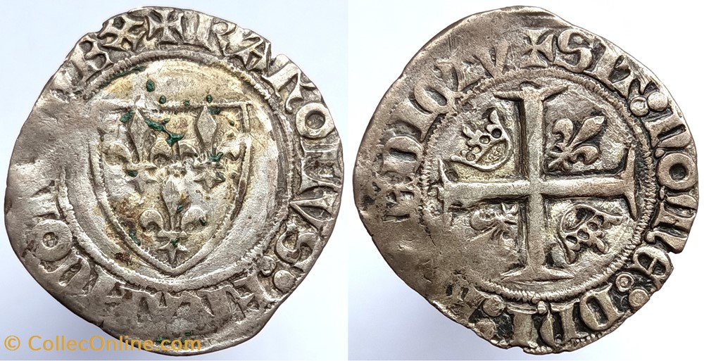 CHARLES VI Blanc guénar 2ème émission monnaies europe medievale france royales charles vi blanc guenar 2eme emission