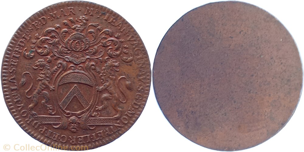 1701 (R) Jean Vaginay, Prévot des marchands, uniface monnaie jeton mereaux france 1701 r jean vaginay prevot des marchands uniface