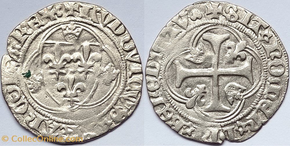 LOUIS XI Blanc à la couronne première émission (31 décembre 1461) Lyon monnaies europe medievale france royales louis xi blanc a la couronne premiere emission 31 decembre 1461 lyon