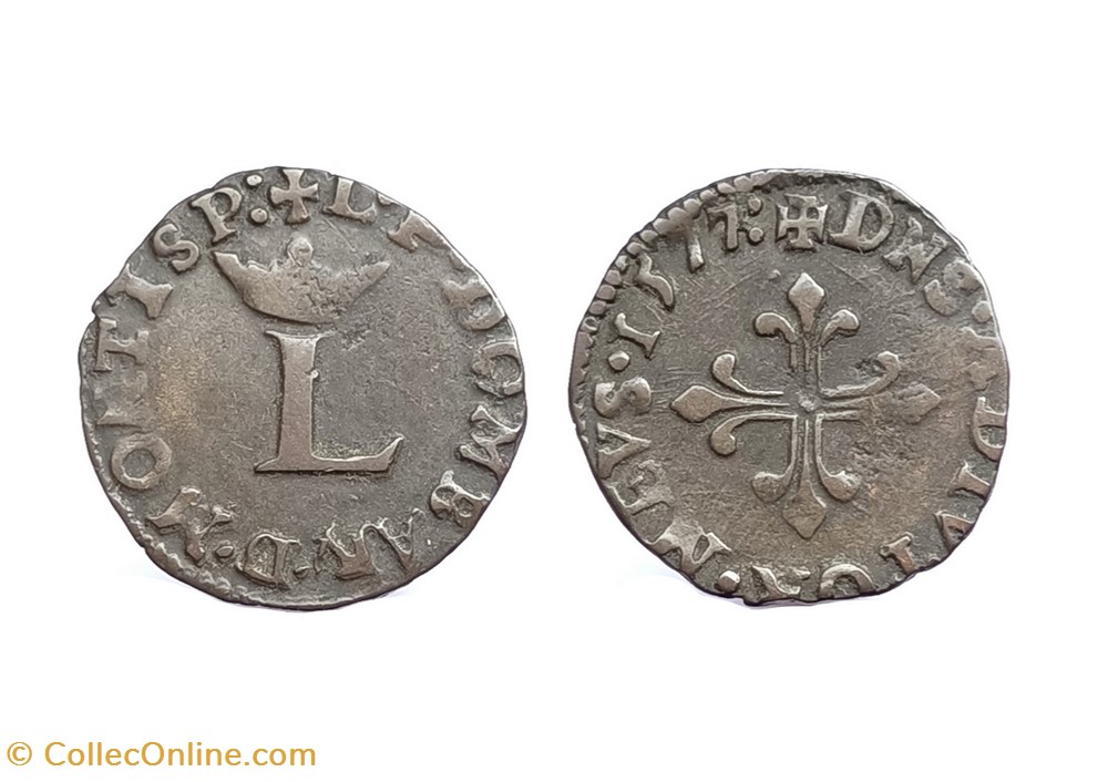 monnaies europe medievale france feodales dombes louis ii liard 1577 trevoux