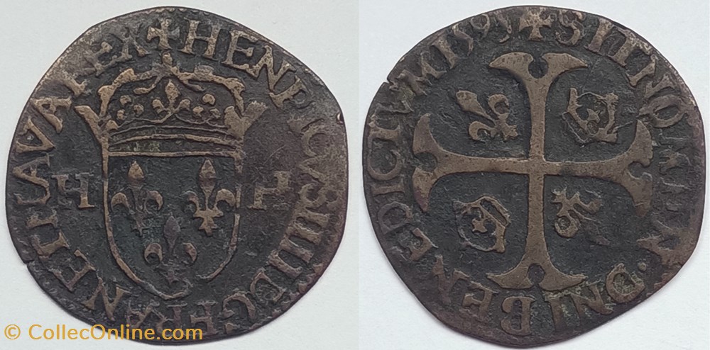 HENRI IV Douzain du 2ème type 1595 sans marque d'atelier monnaies europe medievale france royales henri iv douzain du 2eme type 1595 sans marque atelier
