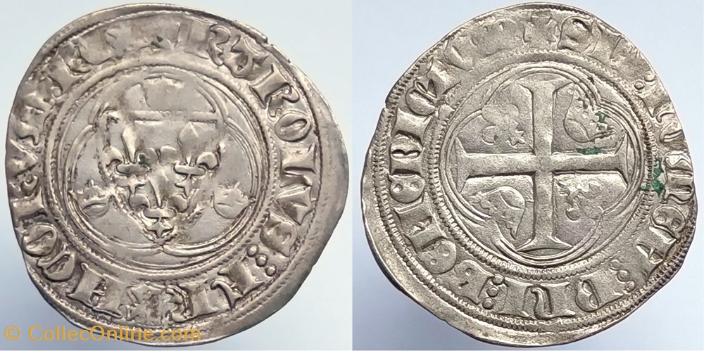CHARLES VII Blanc à la couronne 1ère émission (28 janvier 1436) Paris monnaies europe medievale france royales charles vii blanc a la couronne 1ere emission 28 janvier 1436 paris
