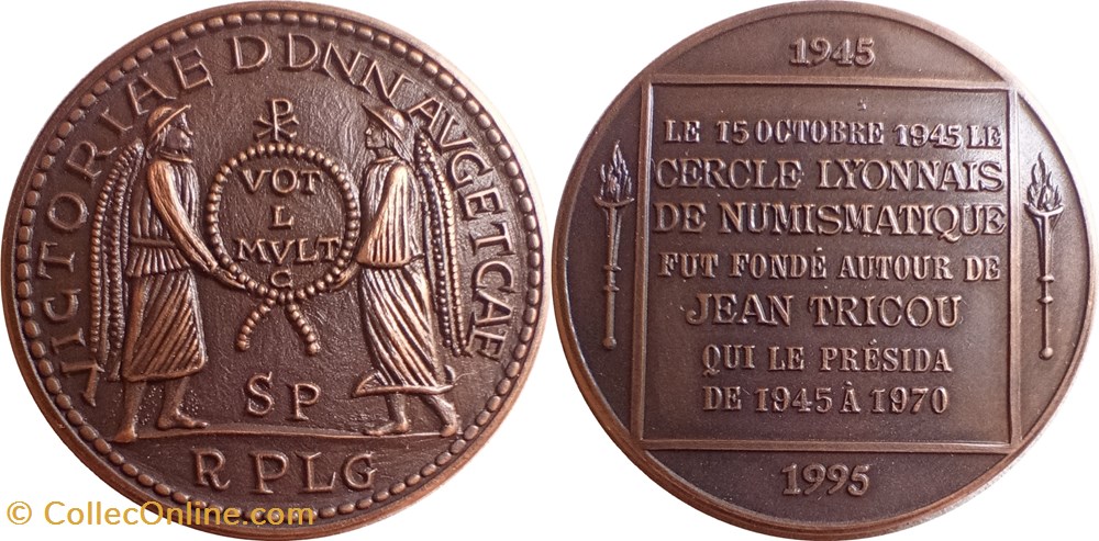 medailles france 1995 cinquantenaire du cercle lyonnais de numismatique bronze