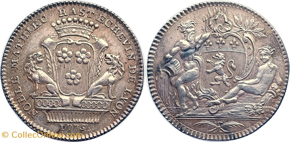 1776 Mathieu RAST échevin de Lyon monnaies paranumismatique jetons poids 1776 mathieu rast echevin de lyon