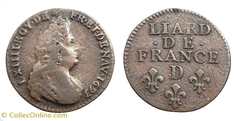monnaies europe medievale royales louis xiv liard de france 1693 lyon