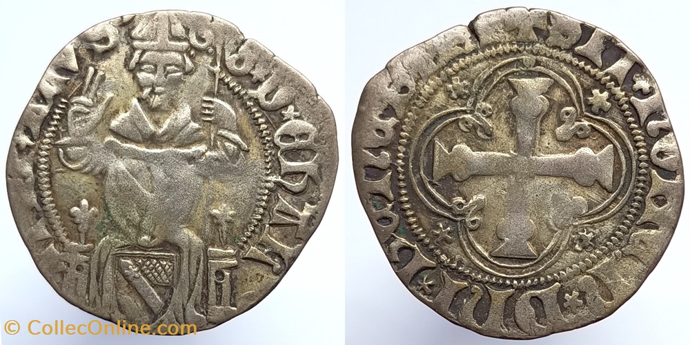 LAUSANNE (évêché) - Guillaume IV de Challant (1406-1431) - demi gros monnaies europe medievale france feodales lausanne eveche guillaume iv de challant 1406 1431 demi gros