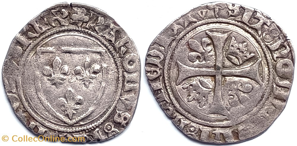 CHARLES VI Blanc guénar 4ème émission, Lyon (à partir de 1416) monnaies europe medievale france royales charles vi blanc guenar 4eme emission lyon a partir de 1416