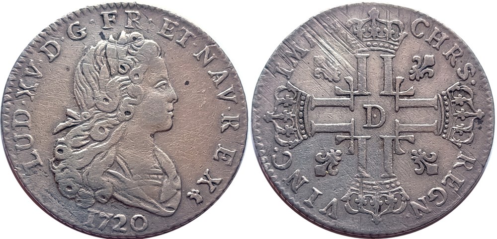 monnaies europe medievale france royales louis xv petit louis argent 1720 lyon