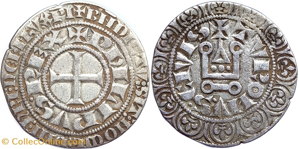 PHILIPPE III - Gros tournois monnaies europe medievale a france royales philippe iii gros tournois