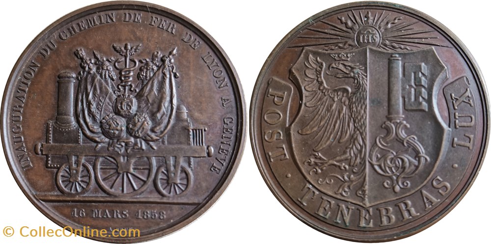 medailles france 1858 inauguration du chemin de fer de lyon a geneve