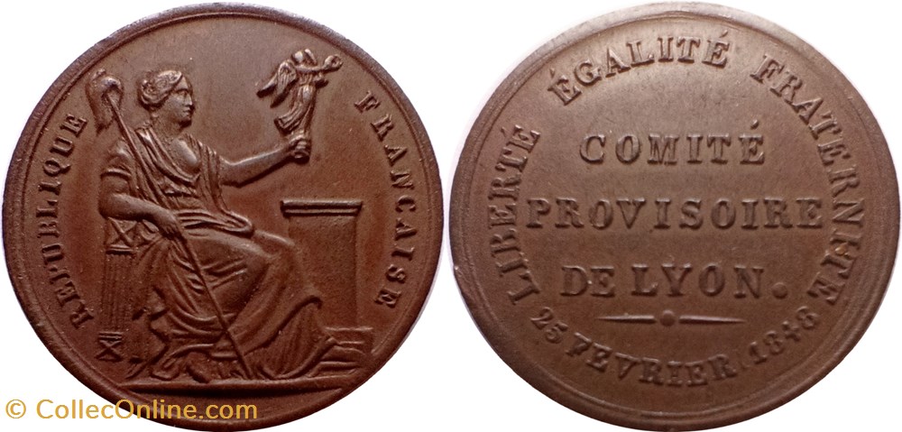 1848 Jeton de présence du Comité provisoire de Lyon, bronze monnaies jetons mereaux 1848 jeton de presence du comite provisoire de lyon bronze
